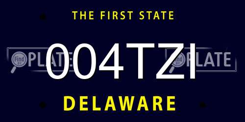 004TZI Delaware License Plate