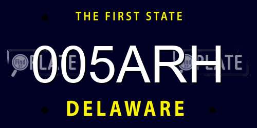 005ARH Delaware License Plate