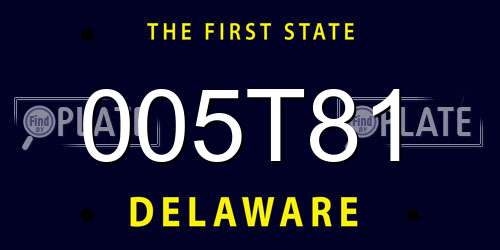 005T81 Delaware License Plate