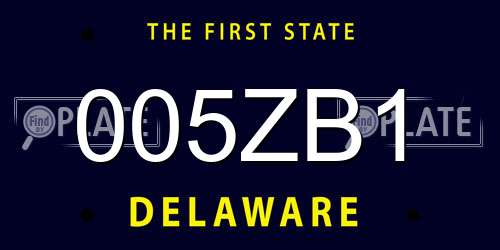 005ZB1 Delaware License Plate