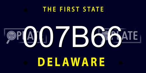 007B66 Delaware License Plate