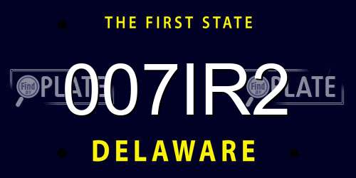 007IR2 Delaware License Plate