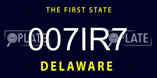 007IR7 Delaware License Plate