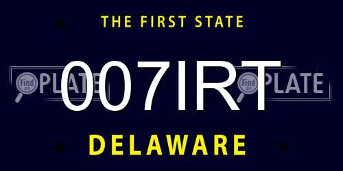 007IRT Delaware License Plate