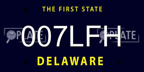 007LFH Delaware License Plate