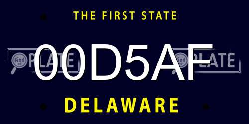 00D5AF Delaware License Plate