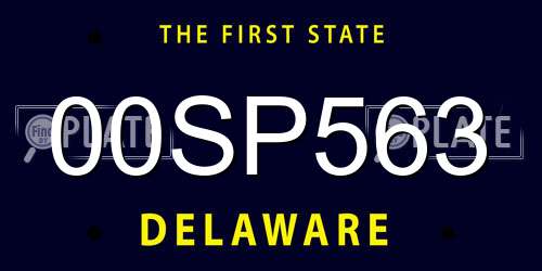 00SP563 Delaware License Plate