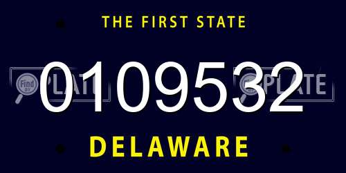 0109532 Delaware License Plate