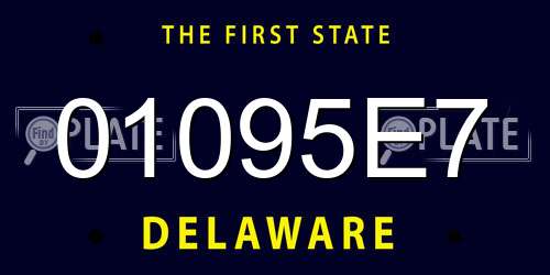 01095E7 Delaware License Plate
