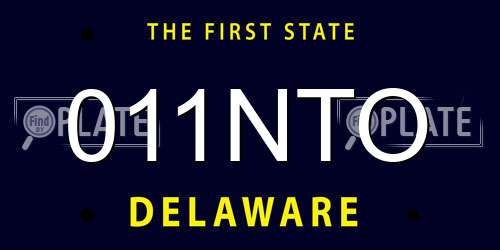 011NTO Delaware License Plate