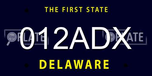 012ADX Delaware License Plate