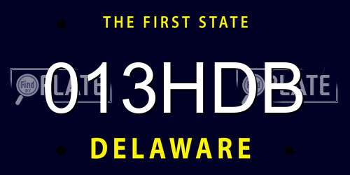 013HDB Delaware License Plate