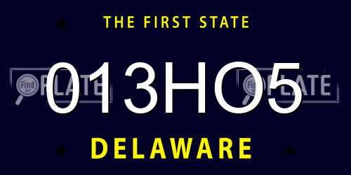 013HO5 Delaware License Plate