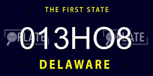 013HO8 Delaware License Plate