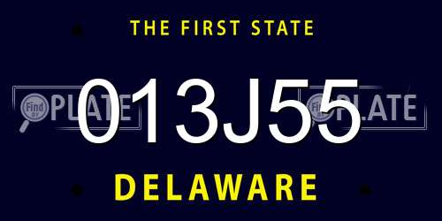 013J55 Delaware License Plate