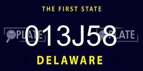 013J58 Delaware License Plate