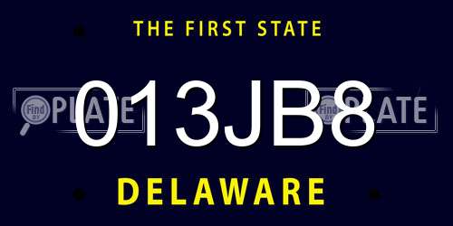 013JB8 Delaware License Plate