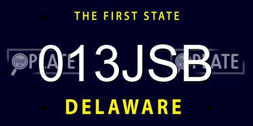 013JSB Delaware License Plate