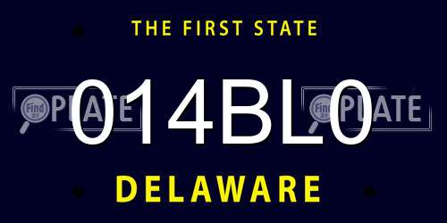 014BL0 Delaware License Plate