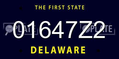 01647Z2 Delaware License Plate