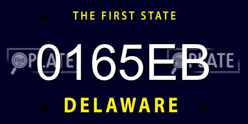 0165EB Delaware License Plate