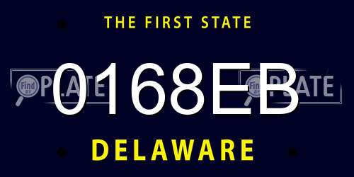 0168EB Delaware License Plate