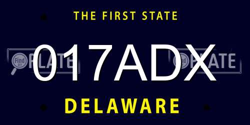 017ADX Delaware License Plate