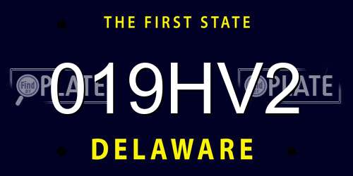 019HV2 Delaware License Plate
