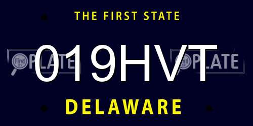 019HVT Delaware License Plate