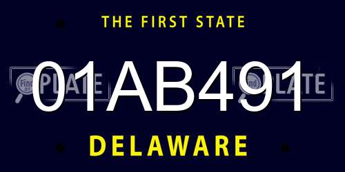 01AB491 Delaware License Plate