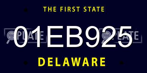 01EB925 Delaware License Plate