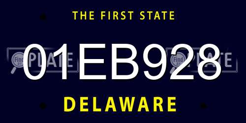 01EB928 Delaware License Plate