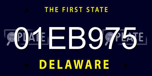 01EB975 Delaware License Plate