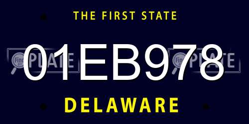 01EB978 Delaware License Plate