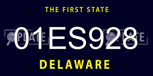 01ES928 Delaware License Plate