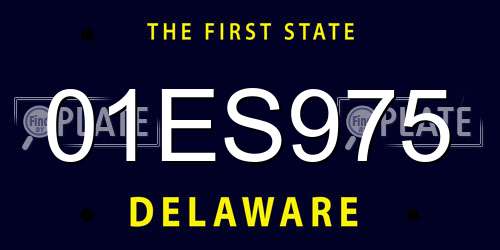 01ES975 Delaware License Plate