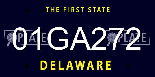 01GA272 Delaware License Plate