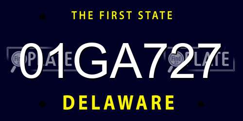 01GA727 Delaware License Plate
