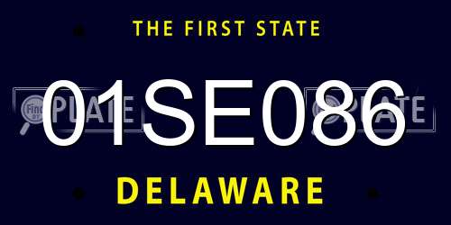 01SE086 Delaware License Plate