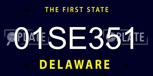 01SE351 Delaware License Plate
