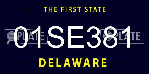 01SE381 Delaware License Plate