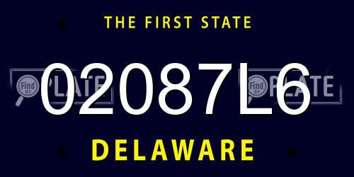 02087L6 Delaware License Plate