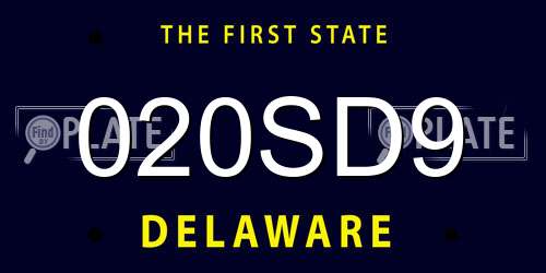 020SD9 Delaware License Plate