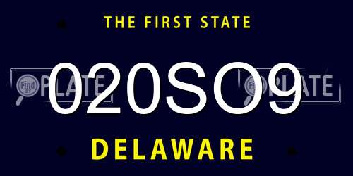 020SO9 Delaware License Plate