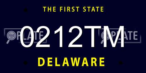 0212TM Delaware License Plate