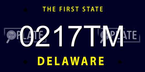 0217TM Delaware License Plate