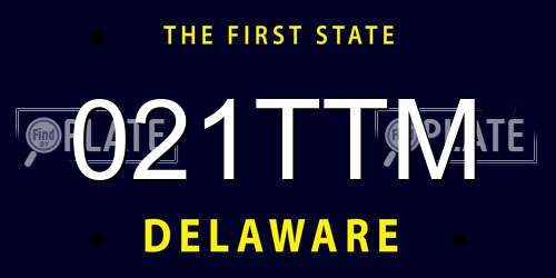 021TTM Delaware License Plate