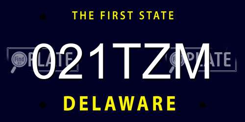 021TZM Delaware License Plate