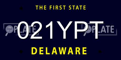 021YPT Delaware License Plate