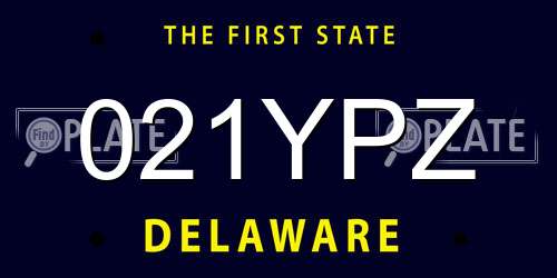021YPZ Delaware License Plate
